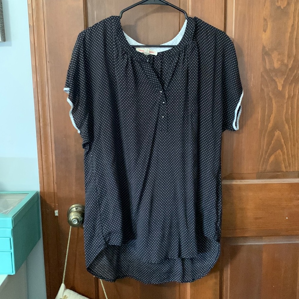 black polka dot top
